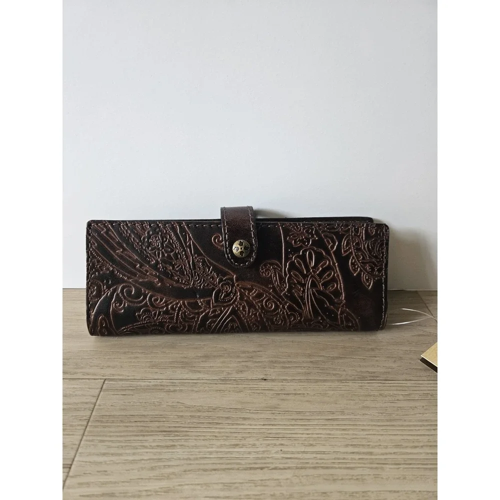 Patricia Nash Dark Brown Tooled Leather Wallet